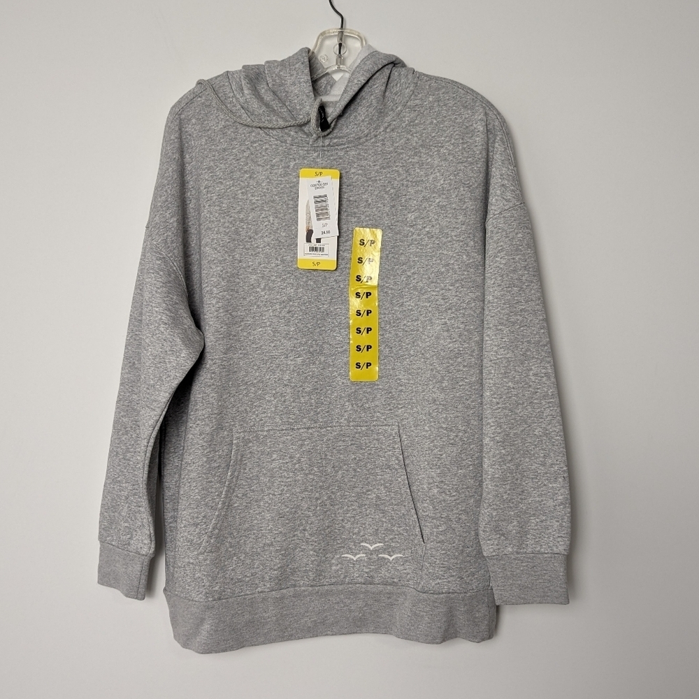 Lazypants Heather Grey Pullover Hoodie - Soft Cotton Blend, Size Small Oversized